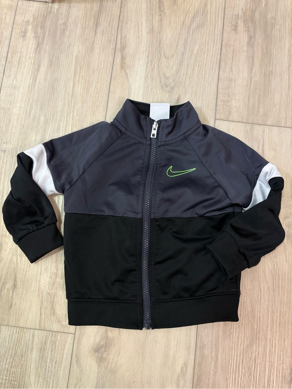 Nike Kids' Black & Dark Gray Track Jacket with Lime Swoosh